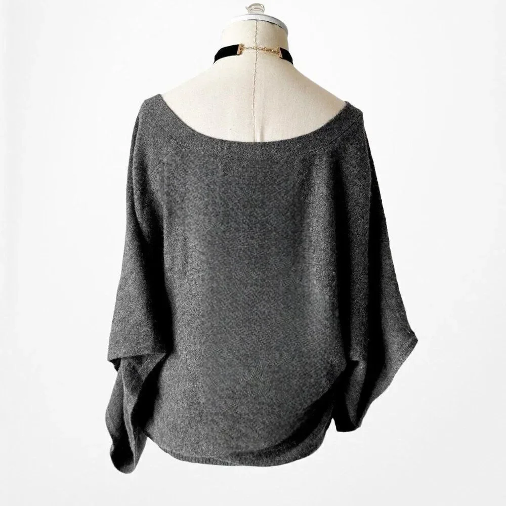 Vintage Y2K Tory Burch Cashmere Gray Button Down Oversized Knit Cardigan Size S